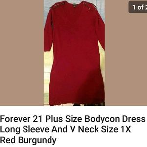 Forever 21 Plus Size Bodycon Dress Long Sleeve